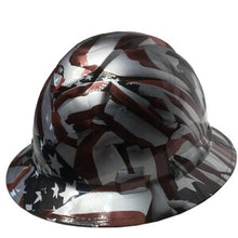 Load image into Gallery viewer, Custom Hard Hat Metallic Silver American Flags Full Brim Ridgeline