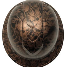 Load image into Gallery viewer, Custom Hard Hat Ridgeline Full Brim Copper Metallic Demented Skulls