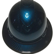Load image into Gallery viewer, Custom Hydro Dipped Carbon Fiber Kandy Light Blue Translucent Hard Hat Ridgeline Full Brim With Black EdgeGard