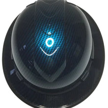 Load image into Gallery viewer, Custom Hydro Dipped Carbon Fiber Kandy Light Blue Translucent Hard Hat Ridgeline Full Brim With Black EdgeGard