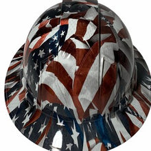 Load image into Gallery viewer, Custom Hydro Dipped Hard Hat White Carbon Fiber Flags Full Brim Ridgeline