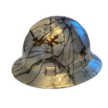 Load image into Gallery viewer, Custom Hard Hat Tarnished Silver/Pink Snow Camo Full Brim Ridgeline