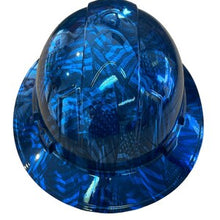 Load image into Gallery viewer, Custom Ridgeline Full Brim Hard Hat Chrome Kandy Blue Negative Flags