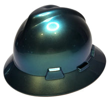 Load image into Gallery viewer, Custom Painted Hard Hat Blue Green Chameleon MSA Full Brim