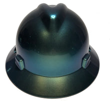 Load image into Gallery viewer, Custom Painted Hard Hat Blue Green Chameleon MSA Full Brim