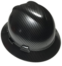 Load image into Gallery viewer, Hard Hat MSA V-Gard Full Brim Custom Hydro Dipped True Weave Carbon Fiber