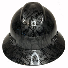 Load image into Gallery viewer, Custom Hard Hat Stainless Steel Insanity Skulls MSA V-Gard Full Brim