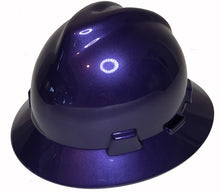 Load image into Gallery viewer, Custom Painted Hard Hat Plum Crazy Purple MSA V-Gard Full Brim