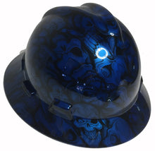 Load image into Gallery viewer, Custom Hard Hat Speedway Blue Insanity Skulls MSA V-Gard Full Brim