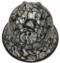 Load image into Gallery viewer, Hard Hat MSA V-Gard Full Brim Custom White Insanity Skulls with Black EdgeGard