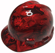 Load image into Gallery viewer, Hydro Dipped Hard Hat MSA V-Gard Cap Style Custom Red Naughty Boy