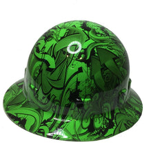 Load image into Gallery viewer, Hydro Dipped Custom Hard Hat Alien Green Graffiti Pyramex SL Series Sleek Shell Full Brim