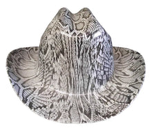 Load image into Gallery viewer, Custom Western Outlaw Hard Hat Gray Snakeskin Cowboy Hat