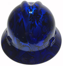 Load image into Gallery viewer, Custom Hard Hat Blue Kandy Graffiti MSA V-Gard Full Brim