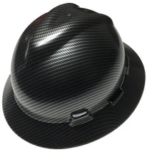 Load image into Gallery viewer, Hard Hat MSA V-Gard Full Brim Custom Hydro Dipped True Weave Carbon Fiber