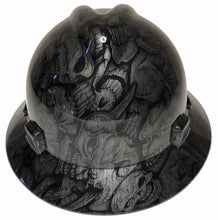 Load image into Gallery viewer, Custom Hard Hat Stainless Steel Insanity Skulls MSA V-Gard Full Brim