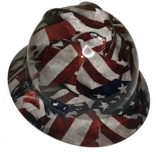 Load image into Gallery viewer, Hard Hat MSA V-Gard Full Brim Vintage American Flags