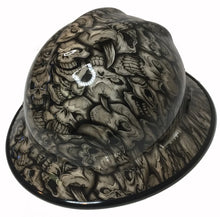 Load image into Gallery viewer, Custom Hard Hat Woodgrain Insanity Skulls MSA V-Gard Full Brim with Black EdgeGard