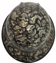 Load image into Gallery viewer, Custom Hard Hat Woodgrain Insanity Skulls MSA V-Gard Full Brim with Black EdgeGard
