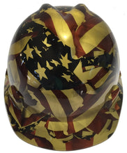 Load image into Gallery viewer, Custom Hard Hat Metallic Gold American Flag MSA VGard Cap Style
