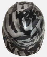 Load image into Gallery viewer, Custom Hard Hat Pearl White Midnight American Flags Hydro Dipped MSA VGard Cap Style