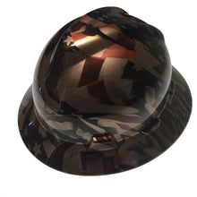 Load image into Gallery viewer, Custom Hard Hat Copper Metallic American Flags MSA V-Gard Full Brim