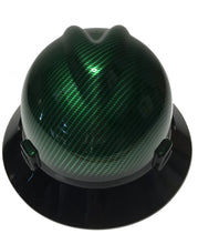 Load image into Gallery viewer, Custom Hard Hat Kandy Green Carbon Fiber Hydro Dipped with Black Brim MSA V-Gard Full Brim