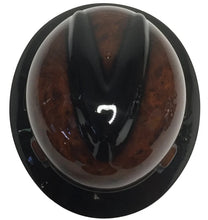 Load image into Gallery viewer, Custom MSA V-Gard Full Brim Hard Hat Dark Burlwood with Black V and Brim