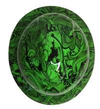 Load image into Gallery viewer, Custom Hard Hat Alien Green Graffiti Hydro Dipped MSA V-Gard Full Brim