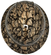 Load image into Gallery viewer, Custom Hard Hat Woodgrain Insanity Skulls MSA V-Gard Full Brim