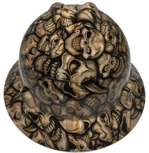 Load image into Gallery viewer, Custom Hard Hat Woodgrain Insanity Skulls MSA V-Gard Full Brim