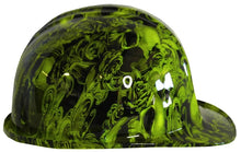 Load image into Gallery viewer, Hydro Dipped Hard Hat SL Series Cap Style Custom Hi Vis Green Filigree Skulls