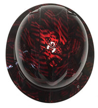 Load image into Gallery viewer, Custom Hydro Dipped Hard Hat Kandy Red Negative American Flags Full Brim Ridgeline
