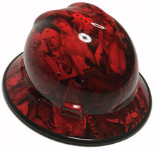 Load image into Gallery viewer, Hard Hat MSA V-Gard Full Brim Custom Red Naughty Boy with Black Edgegard Hydro Dipped