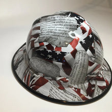 Load image into Gallery viewer, Custom Hard Hat Amendments American Flag with Black Edgegard Full Brim MSA