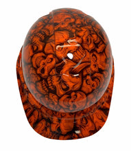 Load image into Gallery viewer, Custom Hydro Dipped Hard Hat Ridgeline Cap Style Custom Orange Insanity Skulls