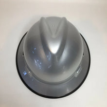 Load image into Gallery viewer, Custom Hard Hat MSA V-Gard Full Brim Silver Metallic with Black Edgegard