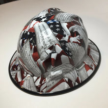 Load image into Gallery viewer, Custom Hard Hat Amendments American Flag with Black Edgegard Full Brim MSA