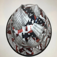 Load image into Gallery viewer, Custom Hard Hat Amendments American Flag with Black Edgegard Full Brim MSA