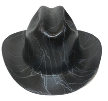Load image into Gallery viewer, Custom Hydro Dipped Western Outlaw Silver Metallic Lightning Cowboy Hat