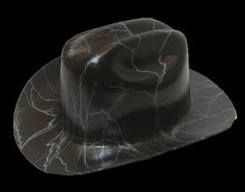 Load image into Gallery viewer, Custom Hydro Dipped Western Outlaw Silver Metallic Lightning Cowboy Hat