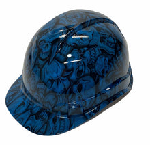 Load image into Gallery viewer, Custom Hard Hat Light Blue Insanity Skulls Skin Cap Style Ridgeline