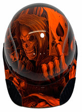 Load image into Gallery viewer, Custom Hydro Dipped Black and Orange Ace of Skulls Lift DAX Fifty 50 Carbon Fiber HDC50C-19OC Cap Style Hard Hat