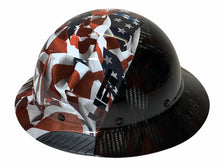 Load image into Gallery viewer, Custom Hydro Dipped Black and White American Flags Lift DAX Fifty 50 Carbon Fiber HDF50C-19WC Full Brim Hard Hat