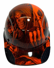 Load image into Gallery viewer, Custom Hydro Dipped Black and Orange Ace of Skulls Lift DAX Fifty 50 Carbon Fiber HDC50C-19OC Cap Style Hard Hat