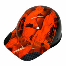 Load image into Gallery viewer, Custom Hydro Dipped Black and Orange Pin Up Girls Lift DAX Fifty 50 Carbon Fiber HDC50C-19OC Cap Style Hard Hat