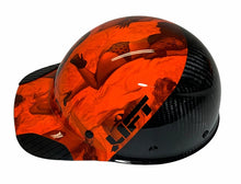 Load image into Gallery viewer, Custom Hydro Dipped Black and Orange Pin Up Girls Lift DAX Fifty 50 Carbon Fiber HDC50C-19OC Cap Style Hard Hat