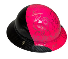 Load image into Gallery viewer, Custom Hydro Dipped Black and Hot Pink Lilies Lift DAX Fifty 50 Carbon Fiber HDF50C-19OC Full Brim Hard Hat