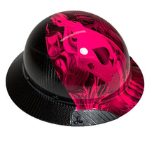 Load image into Gallery viewer, Custom Hydro Dipped Black and Hot Pink Ace of Skulls Lift DAX Fifty 50 Carbon Fiber HDF50C-19OC Full Brim Hard Hat