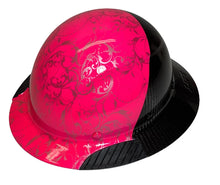 Load image into Gallery viewer, Custom Hydro Dipped Black and Hot Pink Lilies Lift DAX Fifty 50 Carbon Fiber HDF50C-19OC Full Brim Hard Hat